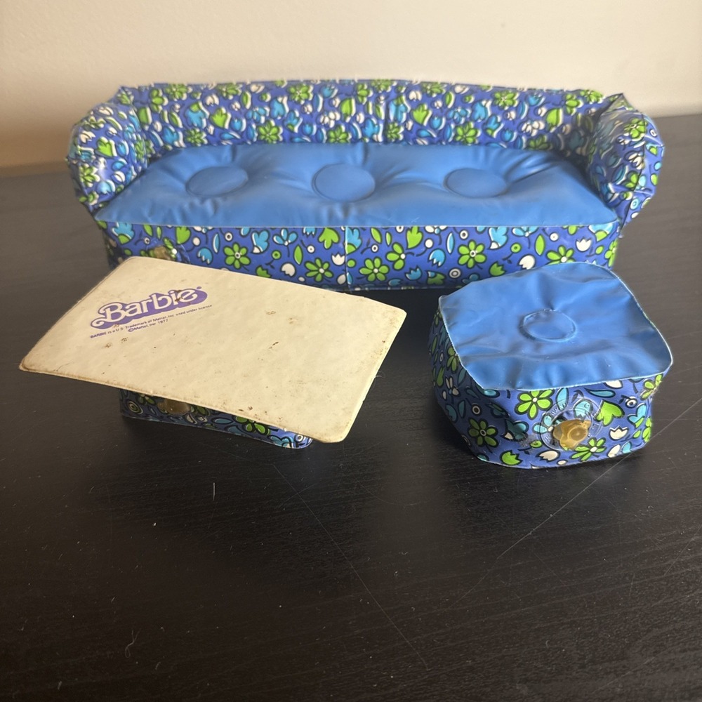 Vintage 1970s Barbie Puff n Play Blow Up Inflatable Furniture 3 Pc Lot Couch